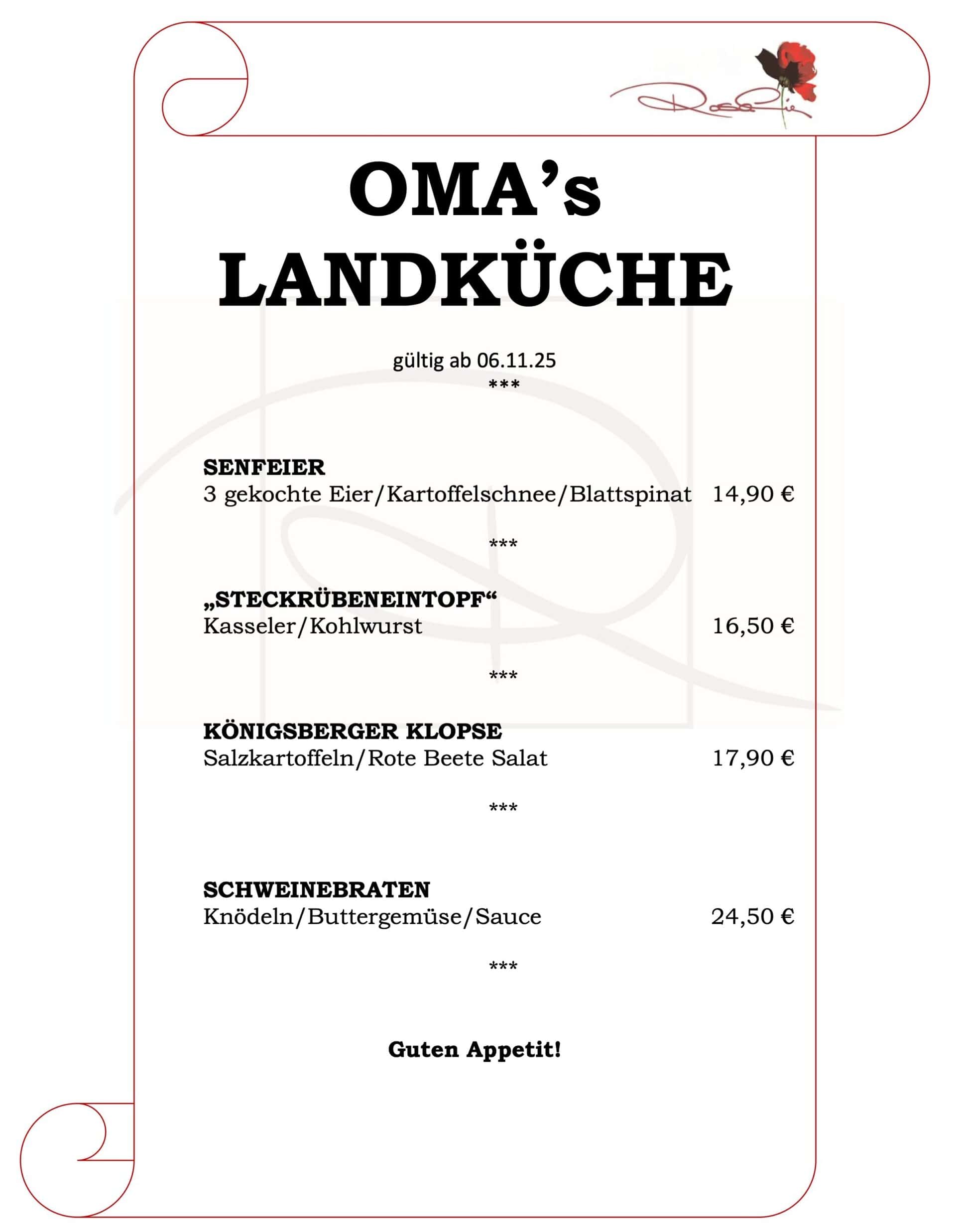 Unsere Tagesempfehlung ab 06.11.25 Tageskarte Juni